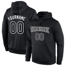 Load image into Gallery viewer, Custom Stitched Black Black-White Sports Pullover Sweatshirt Hoodie