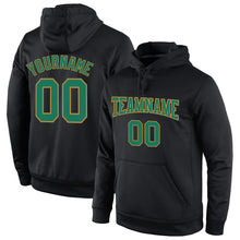 Load image into Gallery viewer, Custom Stitched Black Kelly Green-Old Gold Sports Pullover Sweatshirt Hoodie
