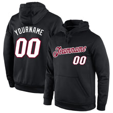 Load image into Gallery viewer, Custom Stitched Black White-Maroon Sports Pullover Sweatshirt Hoodie