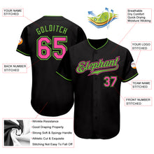 Load image into Gallery viewer, Custom Black Pink-Neon Green Authentic Baseball Jersey
