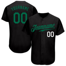 Load image into Gallery viewer, Custom Black Kelly Green-White Authentic Baseball Jersey