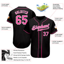 Load image into Gallery viewer, Custom Black Pink-White Authentic Baseball Jersey