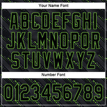Load image into Gallery viewer, Custom Black Black-Neon Green 3D Pattern Design Authentic Baseball Jersey