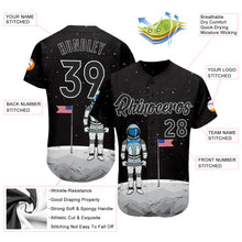 Load image into Gallery viewer, Custom Black Black-White 3D Pattern Design Astronaut Authentic Baseball Jersey