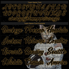 Load image into Gallery viewer, Custom Black Black-Old Gold 3D Pattern Design Astronaut Authentic Baseball Jersey