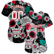 Load image into Gallery viewer, Custom Black White-Red 3D Skull Fashion Authentic Baseball Jersey
