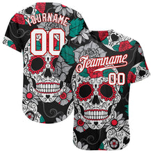 Load image into Gallery viewer, Custom Black White-Red 3D Skull Fashion Authentic Baseball Jersey