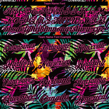 Load image into Gallery viewer, Custom Black Black-Pink 3D Pattern Design Tropical Palm Leaves Authentic Baseball Jersey