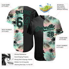 Load image into Gallery viewer, Custom Black Black-Kelly Green 3D Pattern Design Tropical Palm Leaves Authentic Baseball Jersey