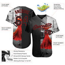 Load image into Gallery viewer, Custom Black Black-Red 3D Pattern Design A Girl With The Eiffel Tower Authentic Baseball Jersey