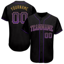 Load image into Gallery viewer, Custom Black Purple-Old Gold Authentic Drift Fashion Baseball Jersey