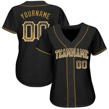 Load image into Gallery viewer, Custom Black Old Gold-White Authentic Drift Fashion Baseball Jersey