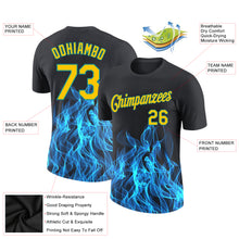 Load image into Gallery viewer, Custom Black Gold-Aqua 3D Pattern Design Flame Performance T-Shirt
