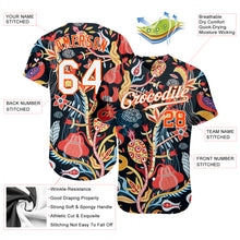 Load image into Gallery viewer, Custom Black White-Orange 3D Pattern Design Flowers Authentic Baseball Jersey