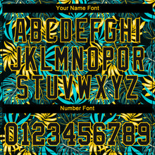 Load image into Gallery viewer, Custom Black Black-Gold 3D Pattern Design Tropical Palm Leaves Authentic Baseball Jersey