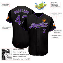 Load image into Gallery viewer, Custom Black Purple-Gray Authentic Baseball Jersey