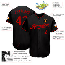 Load image into Gallery viewer, Custom Black Red Authentic Baseball Jersey