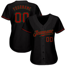 Load image into Gallery viewer, Custom Black Red-Kelly Green Authentic Baseball Jersey