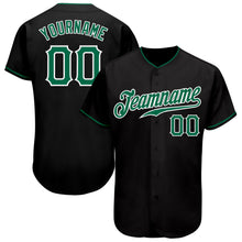 Load image into Gallery viewer, Custom Black Kelly Green-White Authentic Baseball Jersey