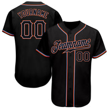 Load image into Gallery viewer, Custom Black Black-Orange Authentic Baseball Jersey
