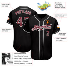 Load image into Gallery viewer, Custom Black Burgundy-White Authentic Baseball Jersey