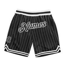 Load image into Gallery viewer, Custom Black White Pinstripe Black-White Authentic Basketball Shorts