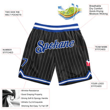 Load image into Gallery viewer, Custom Black White Pinstripe Royal-White Authentic Basketball Shorts