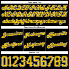 Load image into Gallery viewer, Custom Black White Pinstripe Gold-White Authentic Basketball Shorts