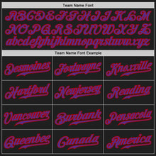 Load image into Gallery viewer, Custom Black Gray Pinstripe Purple-Red Authentic Baseball Jersey