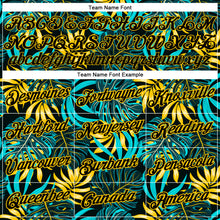 Load image into Gallery viewer, Custom Black Black-Gold 3D Pattern Tropical Hawaii Plants Authentic Basketball Jersey