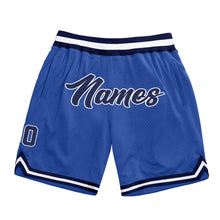 Load image into Gallery viewer, Custom Blue Navy-White Authentic Throwback Basketball Shorts
