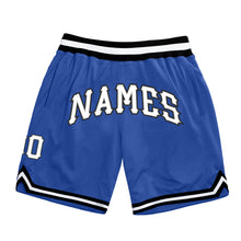 Load image into Gallery viewer, Custom Blue White-Black Authentic Throwback Basketball Shorts