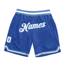 Load image into Gallery viewer, Custom Blue White-Light Blue Authentic Throwback Basketball Shorts