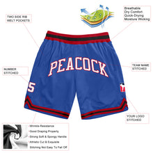 Load image into Gallery viewer, Custom Blue White-Red Authentic Throwback Basketball Shorts