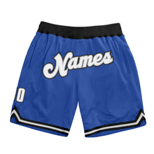 Load image into Gallery viewer, Custom Blue White-Black Authentic Throwback Basketball Shorts