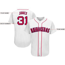 Load image into Gallery viewer, Custom White Red-Navy Baseball Jersey