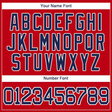 Load image into Gallery viewer, Custom Red Navy-White Baseball Jersey