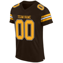 Load image into Gallery viewer, Custom Brown Gold-White Mesh Authentic Football Jersey
