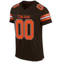 Load image into Gallery viewer, Custom Brown Orange-White Mesh Authentic Football Jersey