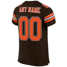 Load image into Gallery viewer, Custom Brown Orange-White Mesh Authentic Football Jersey