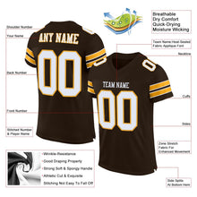 Load image into Gallery viewer, Custom Brown White-Gold Mesh Authentic Football Jersey