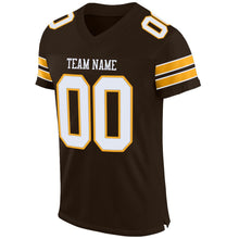 Load image into Gallery viewer, Custom Brown White-Gold Mesh Authentic Football Jersey