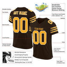 Load image into Gallery viewer, Custom Brown Gold-White Mesh Authentic Football Jersey