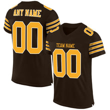 Load image into Gallery viewer, Custom Brown Gold-White Mesh Authentic Football Jersey