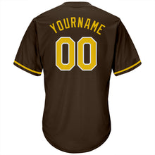 Load image into Gallery viewer, Custom Brown Gold-White Authentic Throwback Rib-Knit Baseball Jersey Shirt