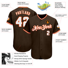 Load image into Gallery viewer, Custom Brown White-Orange Authentic Baseball Jersey