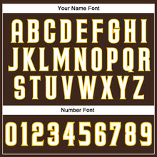 Load image into Gallery viewer, Custom Brown White Pinstripe White-Gold Authentic Baseball Jersey