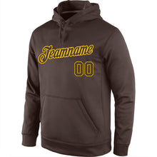 Load image into Gallery viewer, Custom Stitched Brown Brown-Gold Sports Pullover Sweatshirt Hoodie