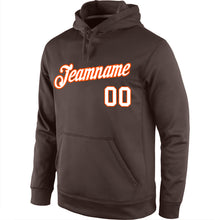 Load image into Gallery viewer, Custom Stitched Brown White-Orange Sports Pullover Sweatshirt Hoodie
