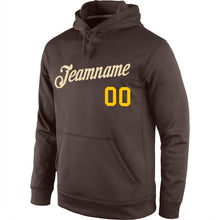 Load image into Gallery viewer, Custom Stitched Brown Cream-Gold Sports Pullover Sweatshirt Hoodie